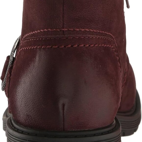 Women's Ankle Boot Nubuck Leather Burgundy 5.5 Comfort Cushioned Heel - Picture 3 of 7